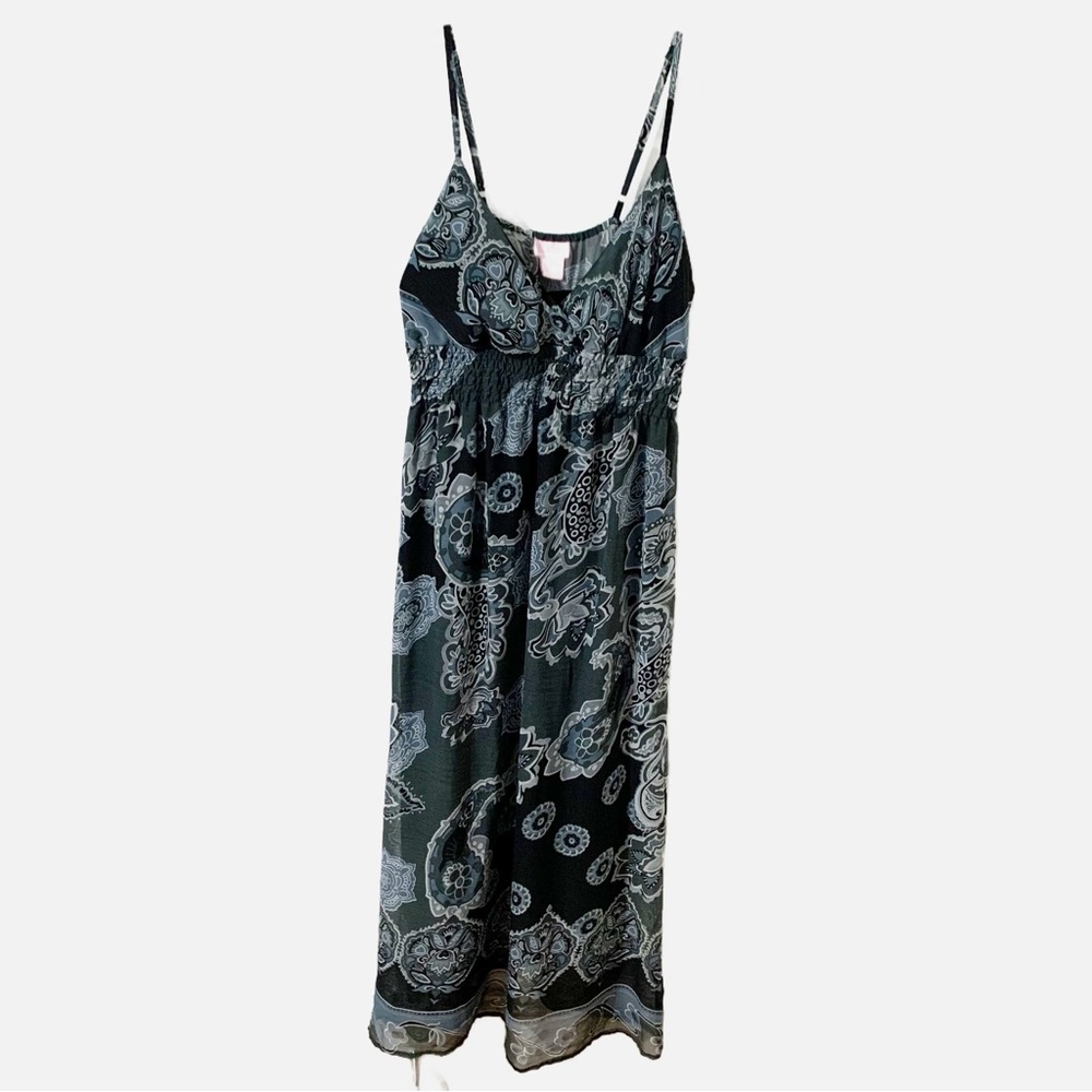 She’s Cool Boho Paisley Floral Print Sleeveless V-neck Maxi Dress Adjustable